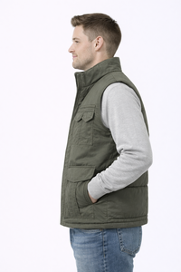 Chaleco Cargo sin Mangas para Hombre, Color Verde Oliva, con Múltiples Bolsillos y Cierre, para Invierno, Viajes al Aire Libre y Comodidad en Capas - Product Image 2