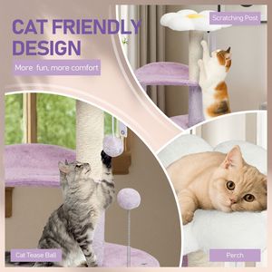 Torre per Gatti da 33 Pollici con Piattaforme Multi-Livello, Tiragraffi e Letti Imbottiti per Gatti - Product Image 4
