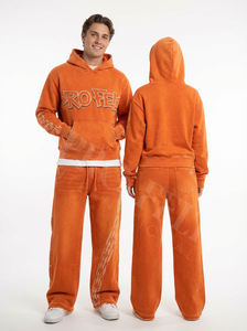 Ensemble 2 pièces tendance en feutre Pro : sweat à capuche et pantalon de survêtement en coton et polyester brodé, streetwear décontracté, ensembles en coton doux - Product Image 4