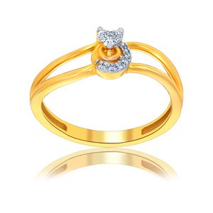 Heart <b>Moon</b> Diamond <b>Ring</b> 0.06 Ct Heart Shape Center Stone Round Cut Diamond Crescent <b>Moon</b> Design 10K 12K Gold <b>Ring</b> - Product Image 1