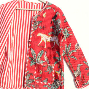 Veste matelassée réversible en coton faite à la main pour femme, manteau court 100 % coton avec imprimé bloc, veste matelassée pour femme - Product Image 1