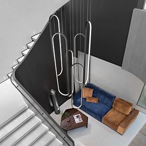 Lampadario Moderno a LED ad Anello, 3 Colori Dimmerabili, Nero, Contemporaneo, 157 Pollici di Altezza, Lampada a Sospensione per Soffitti Alti - Product Image 3