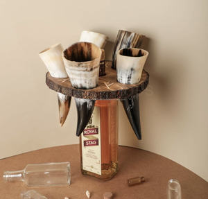 Corne à boire de buffle naturelle moderne Corne à poudre polie pour soufflage décoratif - Product Image 2