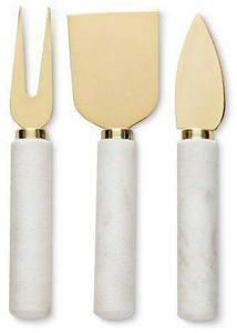 Ensemble de couteaux à fromage en acier inoxydable avec manche en marbre blanc à facettes dorées, ustensiles de charcuterie, vaisselle, vente en gros, artisanat décoratif personnalisé - Product Image 4