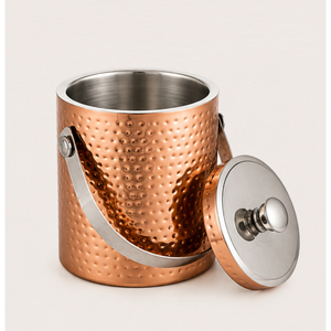Seau à glace de luxe en cuivre martelé à double paroi avec couvercle et poignée, seau à vin isotherme en acier inoxydable pour bar - Product Image 3