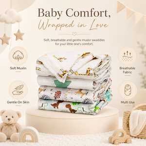 Custom Printed Floral Character Design Eco-Friendly Muslin Swaddle <b>Blanket</b> | Soft Breathable Organic Cotton Baby <b>Wrap</b> Premium - Product Image 6