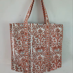 Bolsa de Mano Acolchada de Algodón con Estampado Artesanal Indio, Diseño Floral Vintage Ecológico para Uso Diario, Precio al por Mayor - Product Image 1