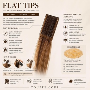 Extensiones de Cabello con Punta Plana, Cabello Humano Remy, Trama Única, Puntas Completas, Resistentes al Calor, Todos los Colores - Product Image 2