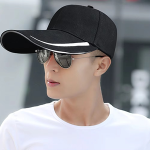หมวกแก๊ปแบบ Snapback 6 แผง สีดำ ผ้าฝ้าย สไตล์ลำลอง ปรับขนาดได้ แต่งขอบสีตัดกัน - Product Image 6