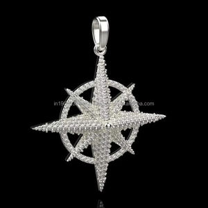 Collar con Colgante de Plata de Ley 925 con Diamantes de Moissanita Estilo Lujo Estrella de la Fortuna, Joyería Hip Hop Bling para Hombre - Product Image 6