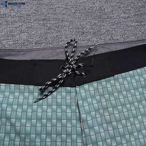 DAIZEN STAR Men's Green Geometric Print Board Shorts Mid Waist Drawstring Quick Dry Swim Trunks Casual Woven Polyester Fabric - Product Image 3