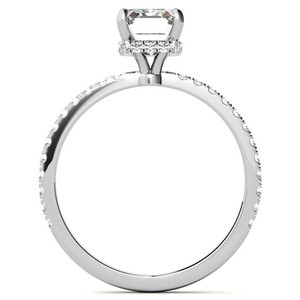 <b>Emerald</b> Cut Moissanite <b>Ring</b> 925 Sterling <b>Silver</b> White Gold Plated Luxury Vintage Engagement Wedding Anniversary Party Gift - Product Image 4