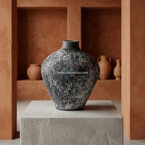 Vase Urne Plate Rustique en Terre Cuite Pero, Pot en Céramique Façonné à la Main, Vase Décoratif de Table, Fournisseur en Gros - Product Image 4