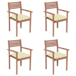 Set di 4 sedie da giardino bianco crema con comodi cuscini - Product Image 1