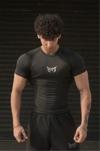 mens <b>compression</b> <b>shirt</b> gym fitness athletic wear quick dry stretch fabric training workout tee custom logo supplier - Product Image 3