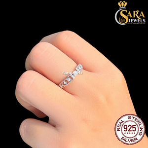 Anillo de compromiso de plata 925 con diamantes de alta demanda Sara Jewels, corte redondo clásico, engaste de garras, anillo de moda para mujer - Product Image 3