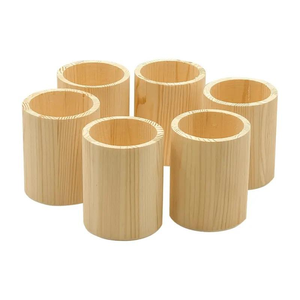Portaplumas redondo cuadrado de madera de pino sin acabar, soporte para lápices de madera para manualidades naturales hechas en casa - Product Image 6