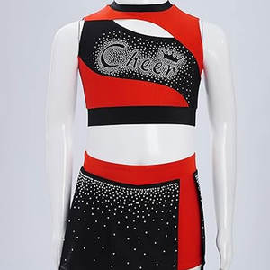 Conjunto de Uniforme Escolar de 2 Piezas para Niñas, Top Corto Brillante sin Mangas con Falda Plisada, Disfraz de Animadora - Product Image 3