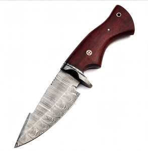 Handcrafted Industrial Grade Damascus Steel Fixed Blade Knife Deep Red Stabilized Wood Scales OEM <b>Craft</b> <b>Tool</b> Executive Display - Product Image 1