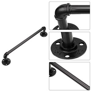 Spedizione Gratuita: Portasciugamani Industriale in Ferro da 16 Pollici, Stile Classico con Finitura Spazzolata Nera, Accessorio per Bagno - Product Image 3