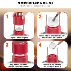 Kit de prensa para bolas de hielo de aleación de aluminio aeronáutico de 2.4 pulgadas (60 mm), con pinzas para hacer esferas de hielo y bandeja de goteo - Herramienta premium para prensar cubitos de hielo - Product Image 3