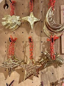 Christmas Brass Heart <b>Star</b> Bird Christmas Ornament Vintage Handicraft Decor - Product Image 6