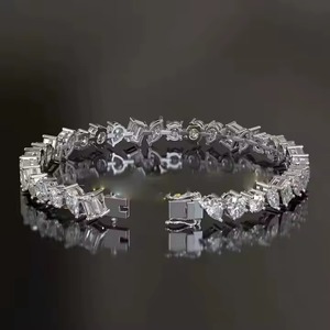 Lab Grown Diamond Tennis <b>Bracelet</b> for Women and Men, Mix Cut Diamond Tennis <b>Bracelet</b> For Wedding, <b>Solid</b> Gold Diamond <b>Bracelet</b> - Product Image 5