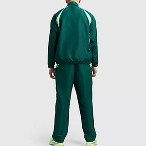 Ensemble de survêtement sportif vert pour homme, col à capuche, fermeture éclair, manches longues, respirant, en polyester tricoté, pour l'hiver, avec logo uni sur le devant - Product Image 5