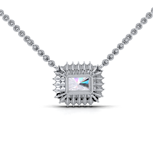 Collar con colgante de diamante de corte radiante de 1 quilate con doble halo en oro amarillo, blanco y rosa de 14 quilates de lujo. |   Joyería Fina para Mujer - Product Image 2