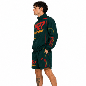 Ensemble de survêtement personnalisé avec logo brodé de haute qualité, short, coupe-vent, ensemble léger en nylon patchwork, sweats à capuche d'été - Product Image 3