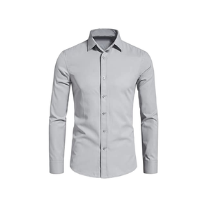 Chemise habillée homme bleu clair coupe ajustée 100 % coton satiné à manches longues boutonnée classique formelle pour affaires, bureau, mariage, soirée, élégante - Product Image 2