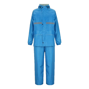ชุดกันฝนแบบ unisex สีน้ำเงิน แขนยาว ผ้าโพลีเอสเตอร์ สำหรับทุกฤดู เหมาะสำหรับกิจกรรมกลางแจ้ง ชุดกันฝนฤดูร้อน ผ้าโพลีเอสเตอร์/ไนลอน แบบยาว - Product Image 3