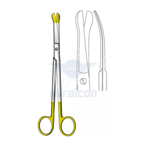Tijeras de disección Zouor de 20 cm / 8 pulgadas, tijeras quirúrgicas curvas TC Gold con mangos distintivos con revestimiento amarillo para mayor precisión - Product Image 1