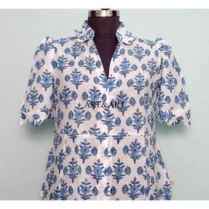 Vestido Moderno Casual de Manga Corta para Fiesta, Estilo Dulce y Elegante para Mujer, Estampado a Mano, de Algodón, Tipo Canguro, Cómodo y Corto - Product Image 2