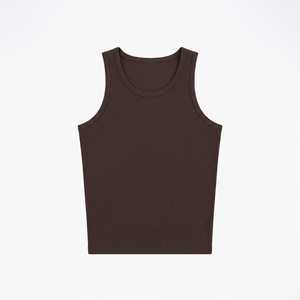เสื้อกล้ามชายแบบมีริบ ระบายอากาศได้ดี ผ้าฝ้าย 100% สีน้ำตาลเข้ม สไตล์ลำลอง - Product Image 1