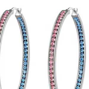 Pendientes de Aro con Cristales y Diamantes de Imitación en Rosa y Azul, Estilo Jack and Jill, Joyería de Moda para Mujer - Product Image 3