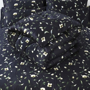 <b>Black</b> Satin Comforter Set Comforter Set 100% Cotton Percale T-150 All-Season Breathable Home Use - Product Image 3