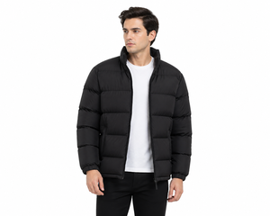 Custom Men's Puffer Jacket <b>Winter</b> Warm <b>Quilted</b> Polyester Jacket Lightweight Water-Resistant Zip-Up Bubble Jacket OEM Streetwear - Product Image 1