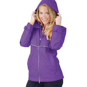 Veste de randonnée softshell à capuche pour femme, couleur violette, imperméable, fermeture éclair, manches longues, coupe classique, vêtements d'extérieur pour l'automne - Product Image 1