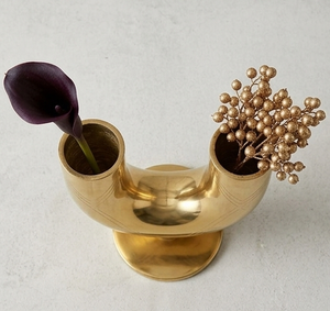 Modern <b>Gold</b> Brass Tabletop Vase U Shaped <b>Decorative</b> Metal Flower Vase Living <b>Room</b> Table Top <b>Decoration</b> Flower Metal Vase - Product Image 3