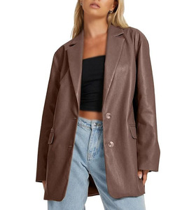 Vestes pour femmes élégantes en gros OEM, en cuir véritable de haute qualité, style motard marron, manteau bomber d'hiver 2026, couleur et logo personnalisés - Product Image 1