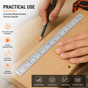 Regla de Medición de Precisión de Acero Inoxidable (30 cm / 12 Pulgadas) - Product Image 3