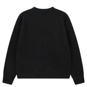 Pull en maille noir à col rond avec bordure contrastée, doux, confortable, ajusté, léger, pour un usage décontracté - Product Image 2