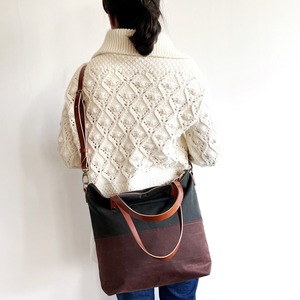 Bolso Tote de Lona y Cuero, Estilo Vintage, para Viaje, Trabajo, Compras, Gran Capacidad, Resistente, con Bordado Abierto, LCTB-0063 - Product Image 2