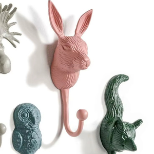 Creative Animal <b>Wall</b> Hooks Resin Decorative Coat Hooks Rabbit Owl Fox Design <b>Wall</b> Mounted Hooks For Kids Room Home Decor - Product Image 1