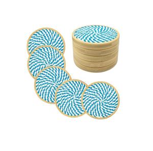 Ensemble de 6 sous-verres en bois avec support, sous-verres absorbants pour café et tables à manger, décoration de maison de style campagnard, accessoires de bar - Product Image 4