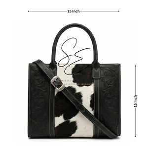 Western Cowhide Leather Vintage Bohemian Fashion <b>Tote</b> Bag Hair Hide Crossbody Handbag Premium Craftsmanship for Women Daily - Product Image 2