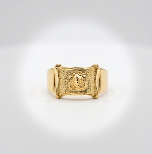DIVYORO Bague plaquée or pour homme avec motif de crête à bords festonnés pour les occasions festives - Product Image 1