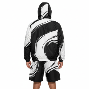 2026 Customized Apparel <b>Men's</b> Shorts and Jogger <b>Jacket</b> Set Two Piece Zipper <b>Track</b> Suit Polyester Windbreaker Knit Short Set OEM - Product Image 5