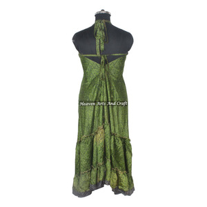 Vestido de Seda Vintage Estilo Playa para Mujer, Vestido de Noche Bohemio Hecho a Mano, Elegante, Largo y sin Mangas, para Cenas - Product Image 4
